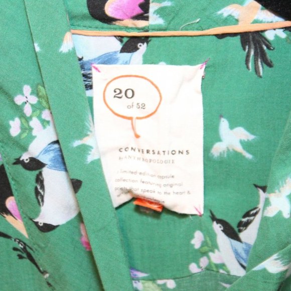 20 of 52 Conversations Anthro Bird Blouse H10772 - Picture 4 of 9